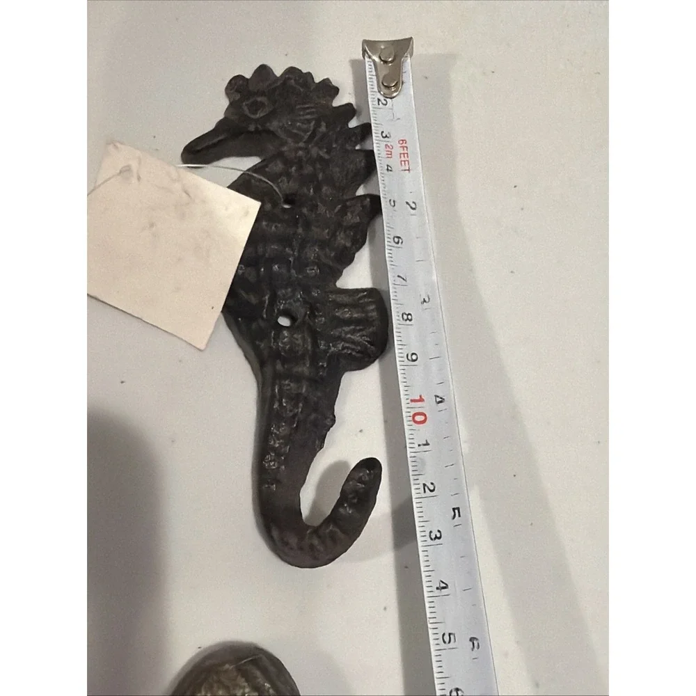 Set Of 6 Nautical Cast Iron Wall Hooks Mermaid Seahorse Anchor New